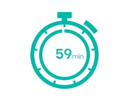 59 minutes timer icon, 59 min digital timer. Clock and watch, timer, countdow Stock Illustration