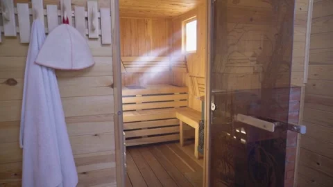 59 Nastya in the bathhouse Stock Footage 289104629