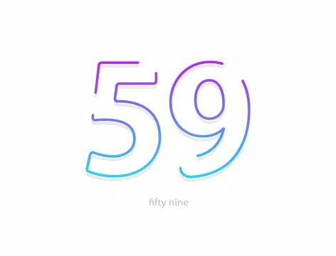 59 number, outline stroke gradient font. Trendy, dynamic creative style desig Stock Illustration