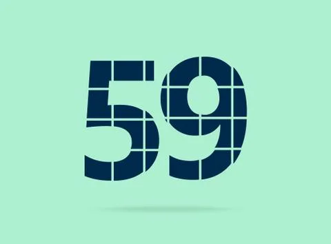59 number, vector desing font.  Made of knife cut. For logo, brand label, des Illustrazione stock