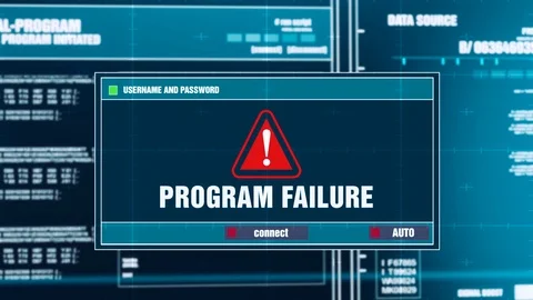 59. Program Failure Warning Notification on Digital Security Alert on Screen. Stock Footage 95560061