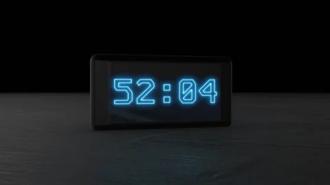 59 Seconds Digital Countdown Timer. Neon Countdown Clock 3D. 4K Stock Footage 277450127