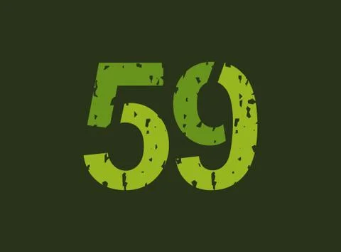59 vector number made of grungy, grunge texture. Rubber stamp imprint style.  Stock Illustration