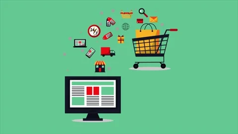 5Desktop E-Commerce Shopping Cart and Global Logistics Animation 스톡 동영상 339342611