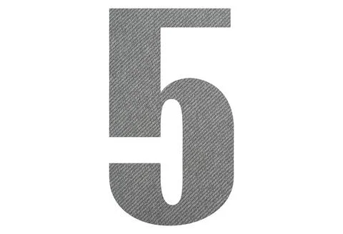 5,five - with gray fabric texture on white background Stock Photos