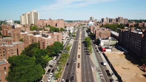 5Flyover a City Highway in Queens, New York Stock Footage