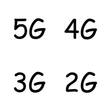 5G, 4G, 3G, 2G vector symbol set isolated on background - new mobile commun.. Stock Illustration
