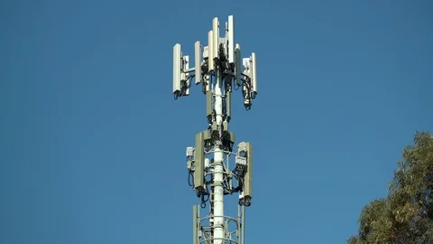 5G 4G LTE Tower medium shot Stock Footage 94717942