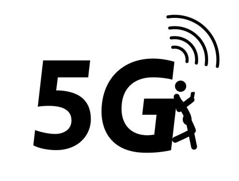 5G 5th generation mobile network wireless icon, man or girl rely on the G Stock Illustration