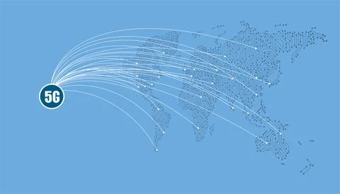 5G 5th generation mobile network wireless Systems in the world. Wireless Tech Stock Illustration