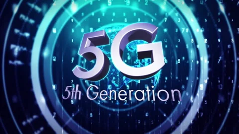 5G 5th Generation text animation over digital globe and binary code Stock Footage 306564287