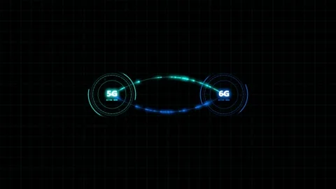 5G to 6G network upgrade animation, futuristic HUD data connection 库存影片 343835860