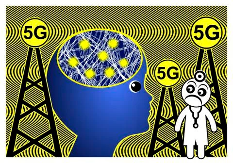 5G affect the brain Illustrazione stock