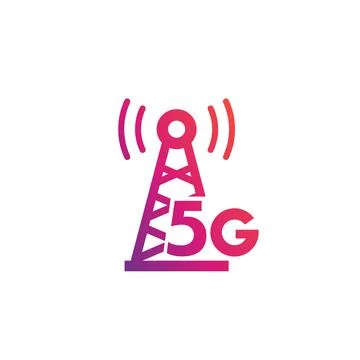 5G antenna icon on white, vector Stock Illustration