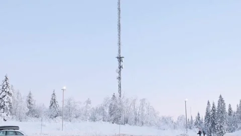5g antenna in snow mountain Stock Footage 146094971