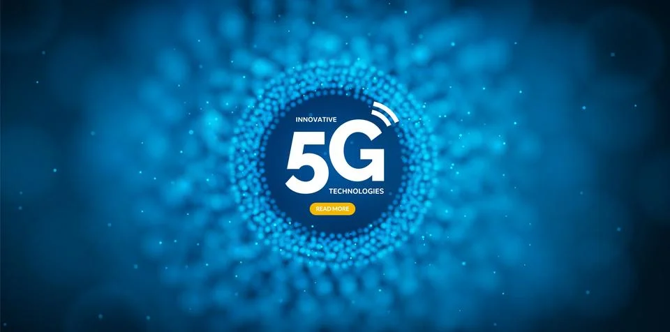 5g background data digital speed. 5g stream vector partice connection internet Stock Illustration