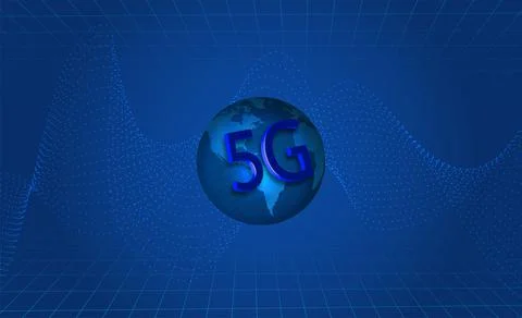 5G on the background of the globe with waves Stock Illustration