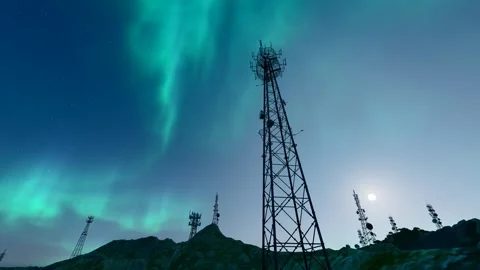 5g base station signal receiving tower time-lapse photography Stock Footage 242500527