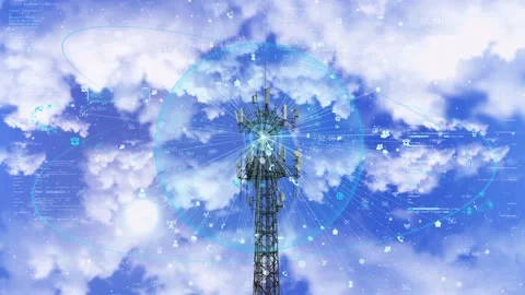 5g base station tower data signal transmission mobile Internet communication Video stock 159059713