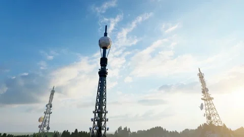 5G base stations and radars on the mountains Stock Footage 295403612