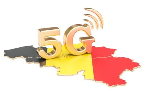 5G in Belgium concept, 3D rendering Illustrazione stock
