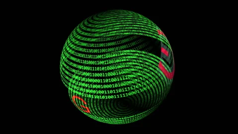 5G on binary data rotating sphere Stock Footage 130756816