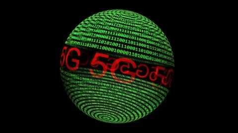5G on binary data rotating sphere Stock Illustration