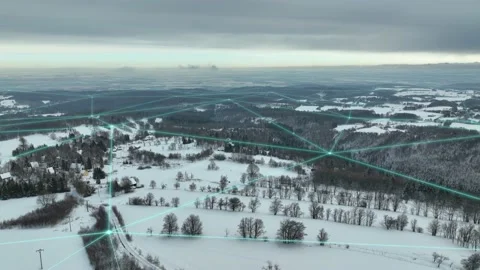 5G cell signal in countryside visualization Stock Footage 170642882
