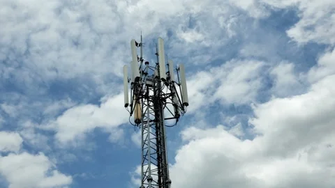5G cell tower with cellular transmitters and antennas Stock Footage 141727366