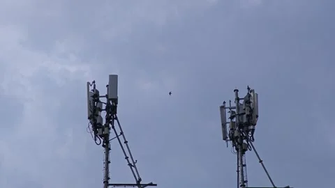 5G Cell Towers on sky background. Stock Footage 307594060