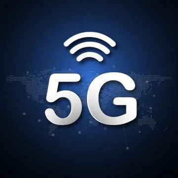 5G cellular mobile communication abstract background with global network line Stock Illustration