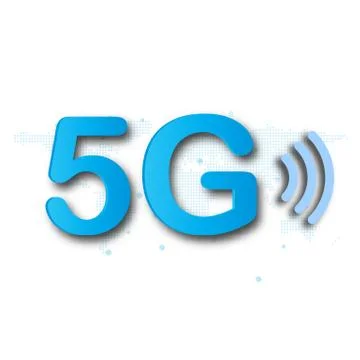 5G cellular mobile communication blue logo background with global network lin Stock Illustration