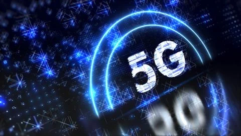 5g cellular network technology symbol. Internet tech background illustration Foto stock