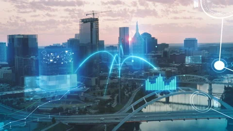 5G cellular telecommunications, data, wireless, wifi. Technology and urban Stock Footage 164724899