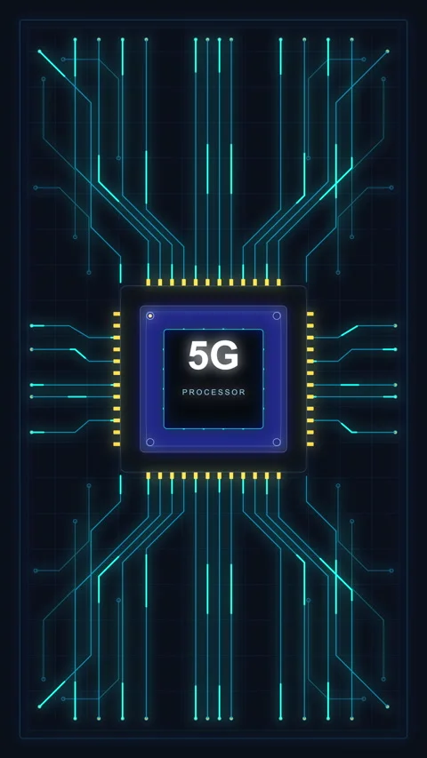 5g chip connection data network technology processor cpu circuit signal com.. Stock Footage 348323786