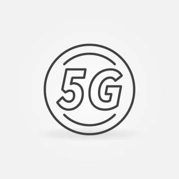 5G Circle vector outline icon - cellular network technology sign Stock Illustration