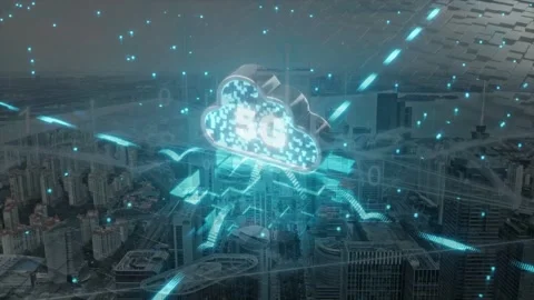 5G Cloud Computing Over Modern Smart City Stock-Footage 336009934