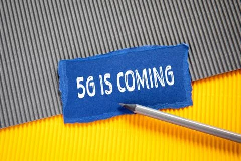 5G IS COMING. Mobile internet, technologies, conspiracy theories concept Stock Photos