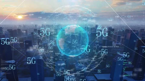 5g communication and Internet Digital Smart City Stock Footage 202108138