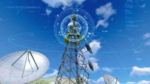5g communication base station and radar receive and transmit signals Stock Footage 171492974