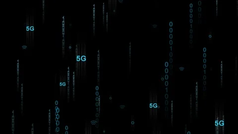 5g communication data digital rising background animation, loop Stock Footage 240848571