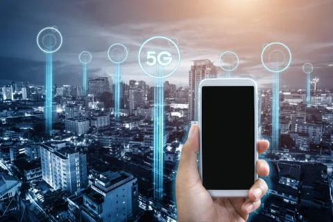 5g communication network connection for internet concept or technology concep Stock-Fotos