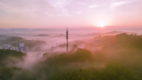 5G Communication tower Stock Footage 145850044