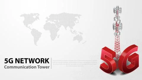 5g Communication Tower Wireless Hispeed Internet with Data center background 스톡 일러스트