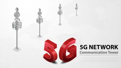 5g Communication Tower Wireless Hispeed Internet with Data center background 스톡 일러스트