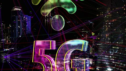 5g Communications 3d icon. High Speed 5G and futuristic circles 4k. Stock Footage 113193654