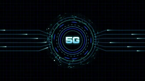 5G Cyber Circuit Board Technology HUD Interface Animation Vídeo Stock 343623752