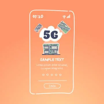 5G data cloud digital devices network online communication wireless system co Stockillustratie