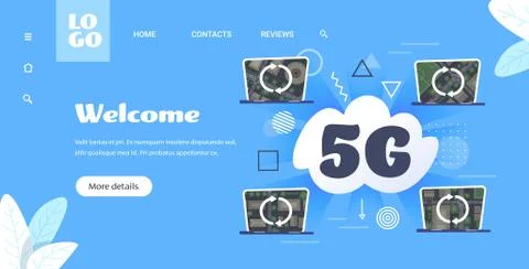 5G data cloud laptops network synchronization online communication wireless s Stockillustratie