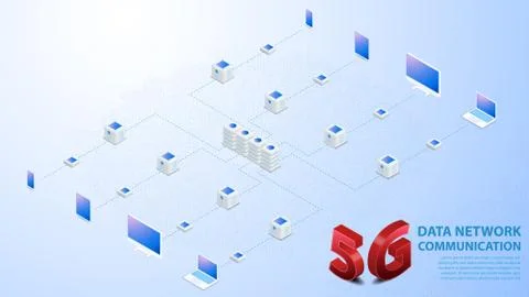 5g Data Network Communication Wireless Hi-speed Internet background Stock Illustration